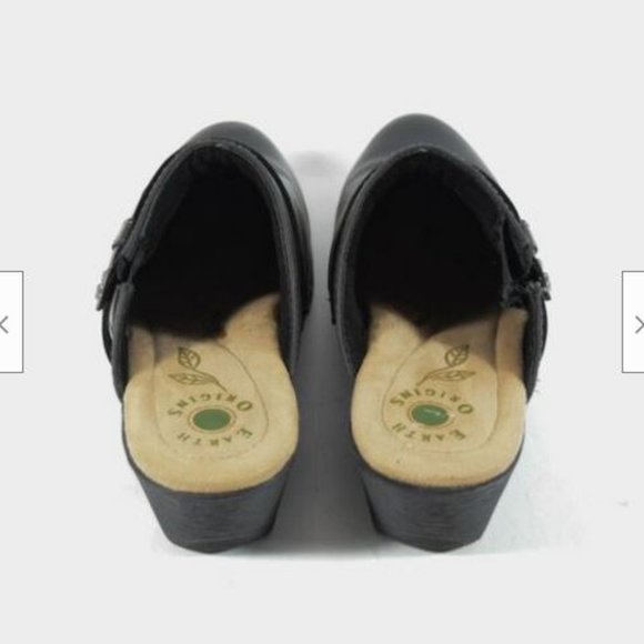 Earth Origins Andria Welltek System Faux Leather Black Slides Clogs Mules Sz 10 - Picture 4 of 5